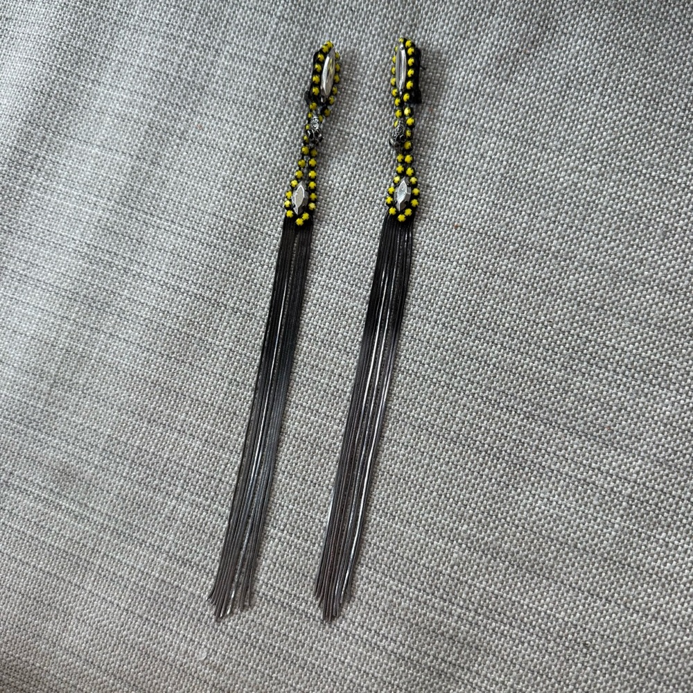 Iosselliani Elegant Silver and Yellow Dangle Earrings